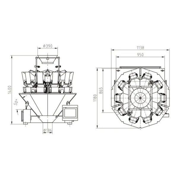 BASCULA ELECTRONICA 10 BOQUETS JW-A10 / PARA PESADO DE ALIMENTOS CONGELADOS - Imagen 2